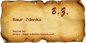 Baur Zdenka névjegykártya